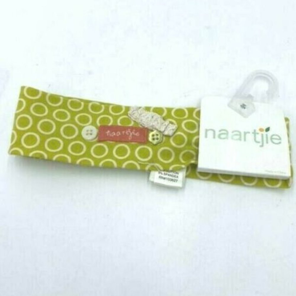 NWT Naartjie OS Headband Green Circle Polka Dot Flower Button Logo